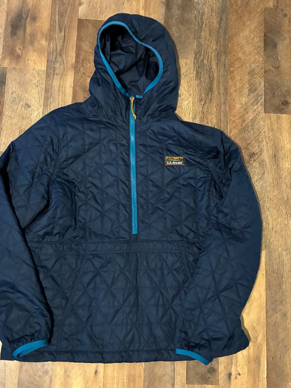 LL Bean Womens Katahdin Insulated Pullover Half Zip Quilted Hooded Jacket Large